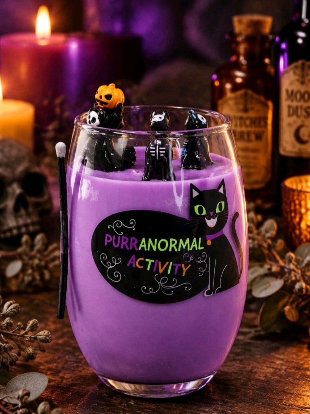 Artisan One Moon Flame Purr-fect Haunt Halloween Chamomile Lavender 20oz Candle